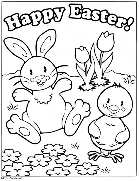 Printable Happy Easter Card Coloring Page