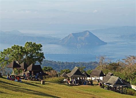 view  taal volcano  picnic grove editorial image image