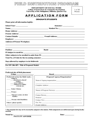 Fillable Online Cswcd Upd Edu Dsw Fi Application Form For