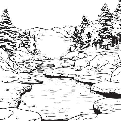 Coloring Page Depicting Winter Hot Springs Vector Art At Vecteezy