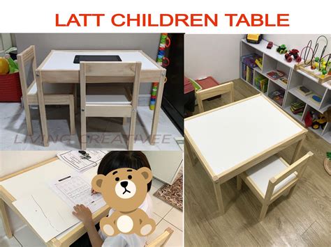 IKEA Latt Kids/Children&Kid's Study Table, Reading Table with 2 Chairs ...