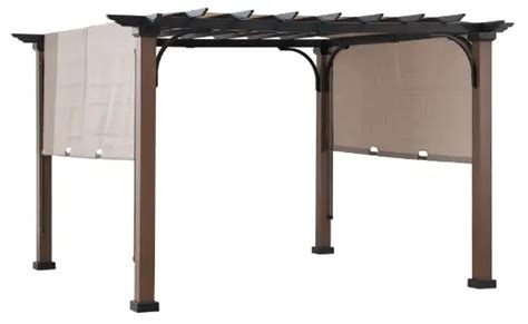 Sunjoy Group A Steel Pergola With Natural Wood Looking Finish