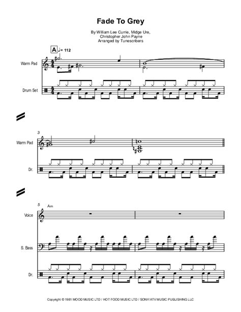 Fade To Grey Official Video Arr Tunescribers By William Lee Currie Sheet Music For Piano