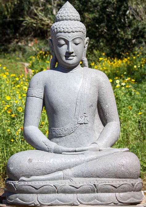 Stone Ardha Padmasana Seated Garden Buddha Sculpture Meditating In