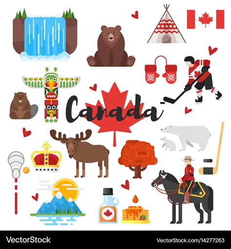 Canadian National Cultural Symbols Royalty Free Vector Image