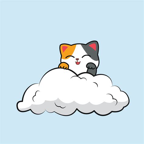 Cute Cat On Cloud Vector 24019545 Vector Art At Vecteezy