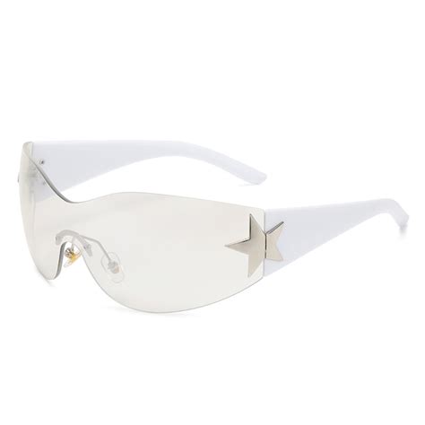 Trendy Y K Sunglasses Women Men Wrap Around Rimless Sunglasses Cyber