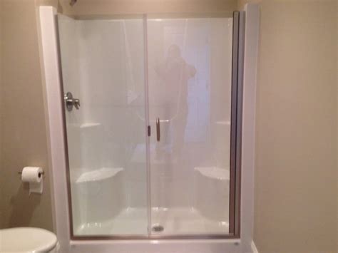 Fiberglass Shower Stall With Glass Doorframeless Shower Door And Panel