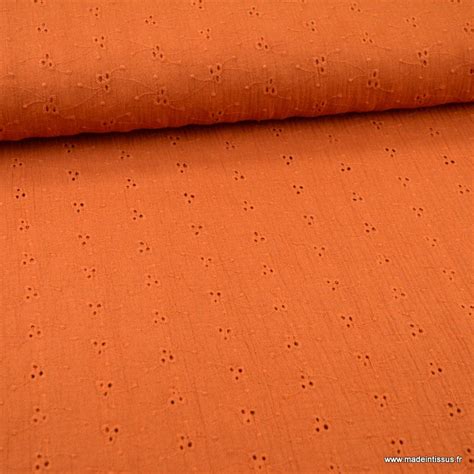 Tissu Double Gaze Brod E Denise Coloris Terracotta