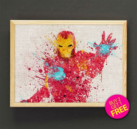 Avengers Iron Man Watercolor Art Print Marvel Superhero By Star Go