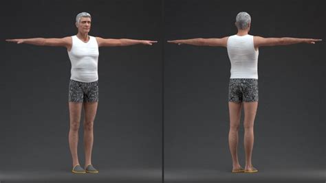 D Model Old Man Underwear Rigged Turbosquid