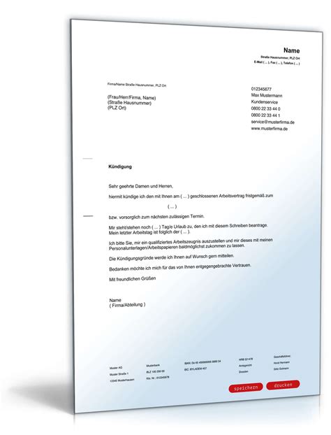 Fristgemäße Kündigung Arbeitnehmer Muster als PDF DOC