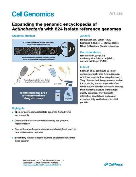 Pdf Expanding The Genomic Encyclopedia Of Actinobacteria With