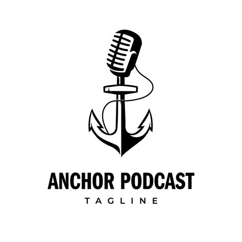 Retro Microphone Nautical Anchor Podcast Logo Template 11430959 Vector ...