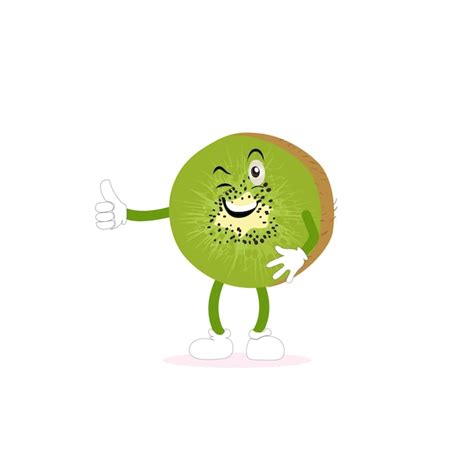 Personaje De Dibujos Animados De Fruta De Kiwi Con Piel Peluda De Color