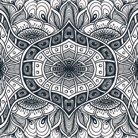 Seamless Pattern With Zen Tangle Or Zen Doodle Flowers In Black White