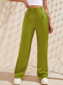 SHEIN EZwear Pantalon Taille Haute Poche En Satin Mode En Ligne