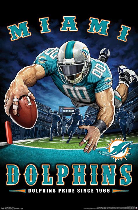 Trends International Printed Miami Dolphins Posters, 14.72" x 22.37 ...