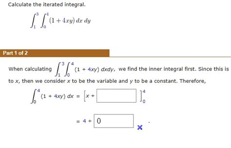 SOLVED Calculate The Iterated Integral F K E 4ry Dx Dy Part Of 2