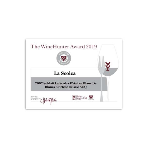 The WineHunter Platinum Award 2019 Awards La Scolca