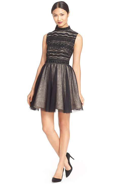 Alice Olivia Taya Embellished Fit And Flare Dress Nordstrom