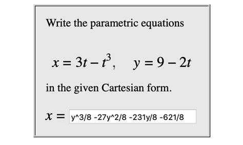 Solved Write The Parametric Equations X 3t ť Y 9 2t