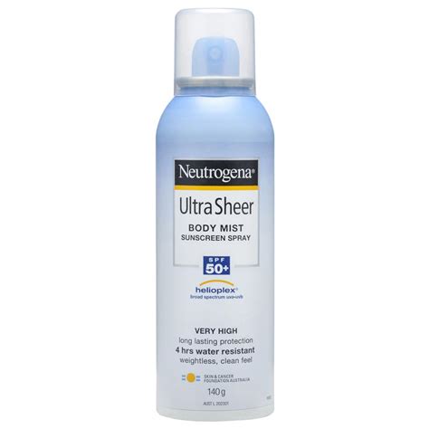 Buy Neutrogena Ultra Sheer Body Mist Sunscreen Spray Spf 50 140g Online At Chemist Warehouse®