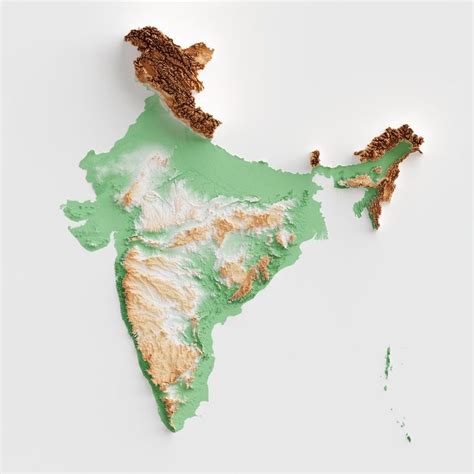 India Shaded Relief Map Flag Colours Handmade Wall Decor