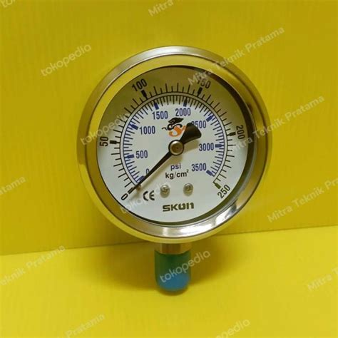 Promo Manometer Pressure Gauge Stainless SKON 4 Inchi 250 Bar 3500