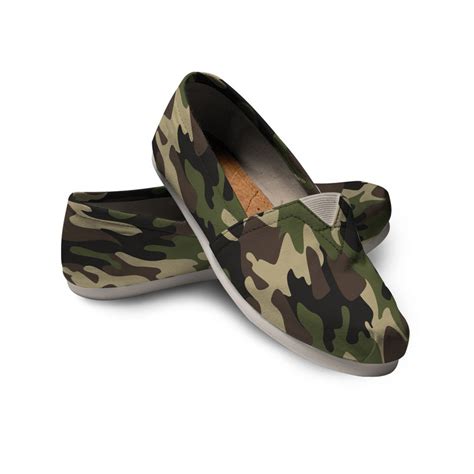 Army Green Camo Camouflage Womens Casual Shoes Comfortable Etsy