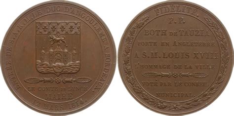 Frankreich K Nigreich Bordeaux Stadt Bronzemedaille Louis Xviii