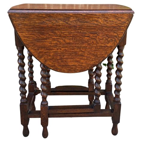 Petite Vintage Oak Drop Leaf Side End Table At Stdibs