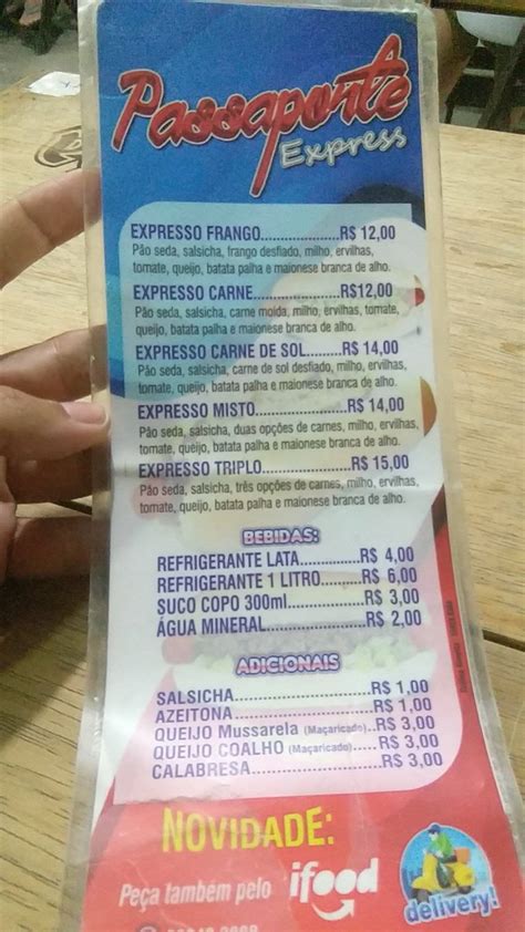 Menu em passaporte express pub Bar Maceió