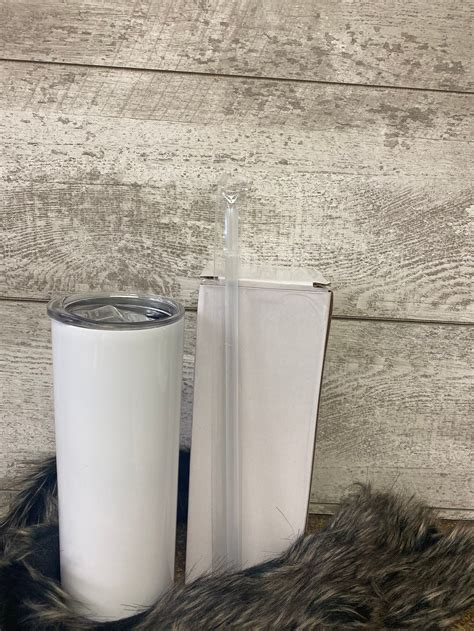 20 Ounce Straight White Stainless Steel Sublimation Tumbler Insulated