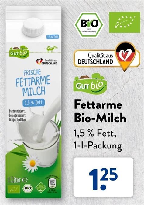 Gut Bio Fettarme Bio Milch 1 L Packung Angebot bei Aldi Süd