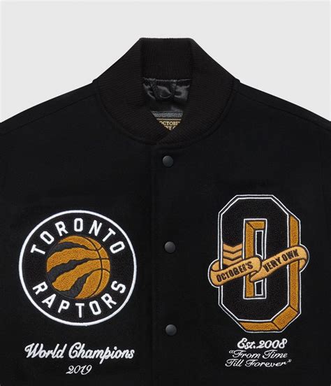 Black Toronto Raptors Ovo Varsity Jacket Jackets Masters