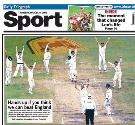 The back page of Sydney's Daily Telegraph celebrates Australia's win ...