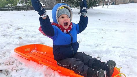 Caleb Plays In The Snow On Fun Snow Day For Kids Youtube