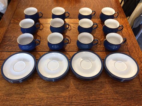 12 Denby Imperial Blue Cups and Saucers | in Penzance, Cornwall | Gumtree