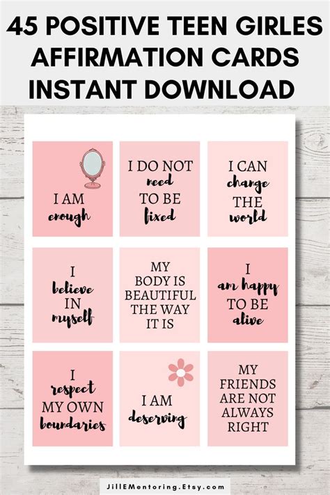 Affirmation Cards Teens, Positive Affirmation Cards for Teenage Girls, Teen Mental Health ...