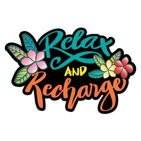 Premium Vector Relax And Recharge Hand Lettering With Frangipani