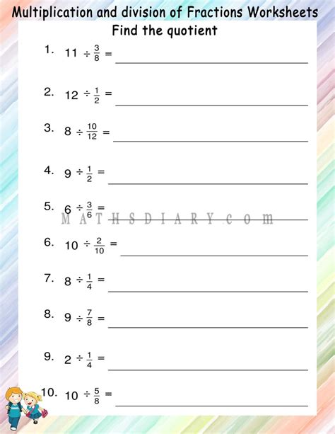 Dividing whole number by fractions worksheets - Math Worksheets ...