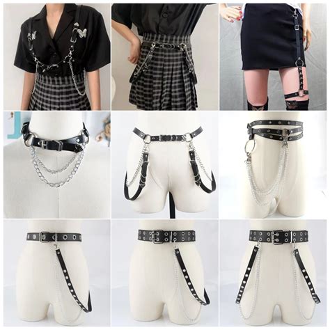 Sexy Pub Female Leather Skirt Belts Punk Gothic Rock Harness Waist