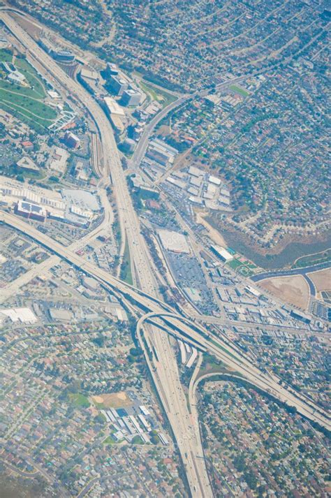 Aerial View Of Highway Interchange Los Angeles Stock Photo By