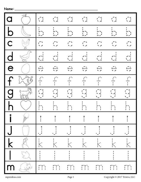 Trace Lowercase Letters Worksheets