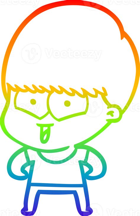 Rainbow Gradient Line Drawing Cartoon Happy Boy 38485889 Png