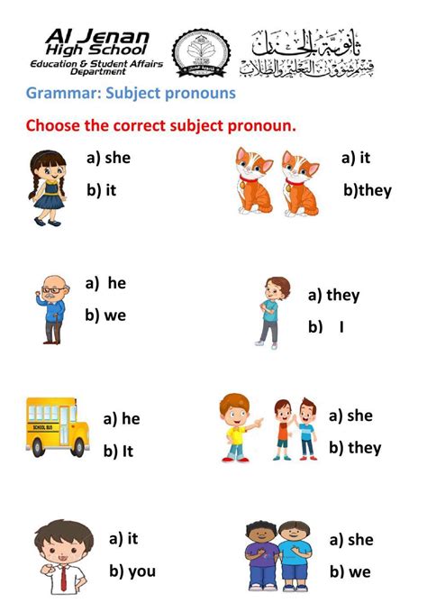 Subject Pronouns Worksheet