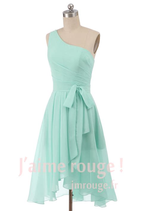 Robe De Gala Verte Deau A Col Asymetrique Courte Devant Longue