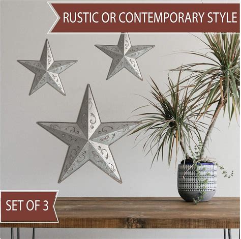 Buy Galvanized LACY Metal BARN Star Set - 2 x 12 1 x 18 Gray Rustic ...