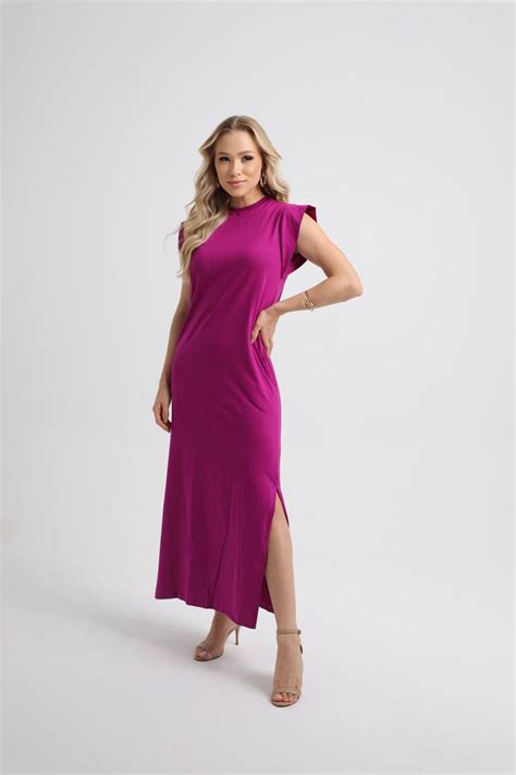 Vestido Midi Muscle Roxo Deluxe Valentt Fabrica De Moda